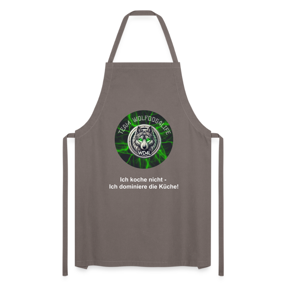Fartuch kuchenny Wolfdog4life – Nie gotuję – dominuję w kuchni! - szary