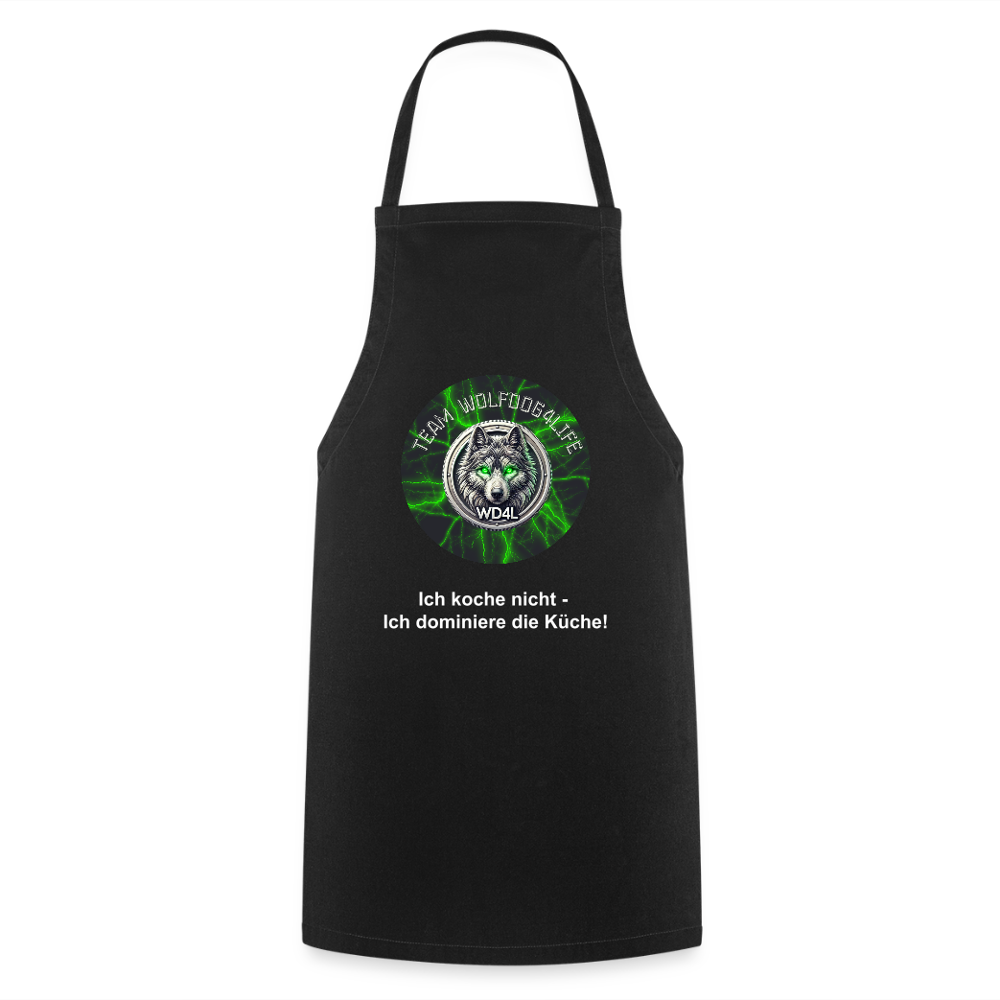 Fartuch kuchenny Wolfdog4life – Nie gotuję – dominuję w kuchni! - czarny