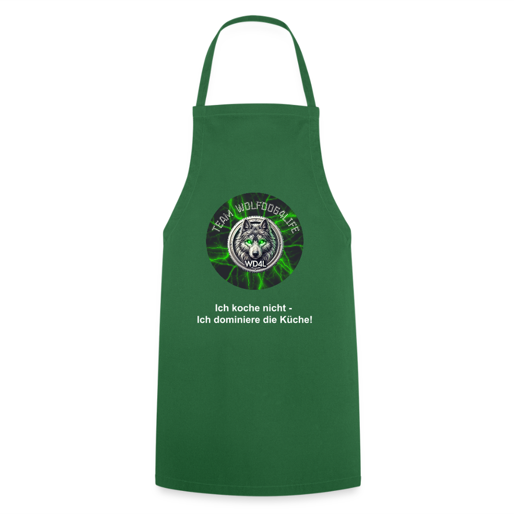 Fartuch kuchenny Wolfdog4life – Nie gotuję – dominuję w kuchni! - zielony