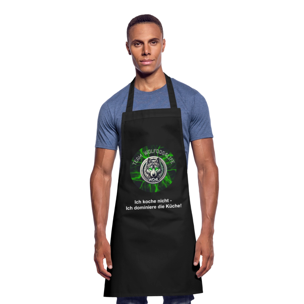 Fartuch kuchenny Wolfdog4life – Nie gotuję – dominuję w kuchni! - czarny