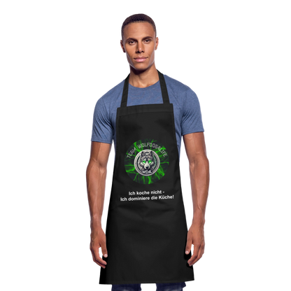 Fartuch kuchenny Wolfdog4life – Nie gotuję – dominuję w kuchni! - czarny