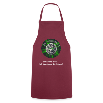 Fartuch kuchenny Wolfdog4life – Nie gotuję – dominuję w kuchni! - bordowy