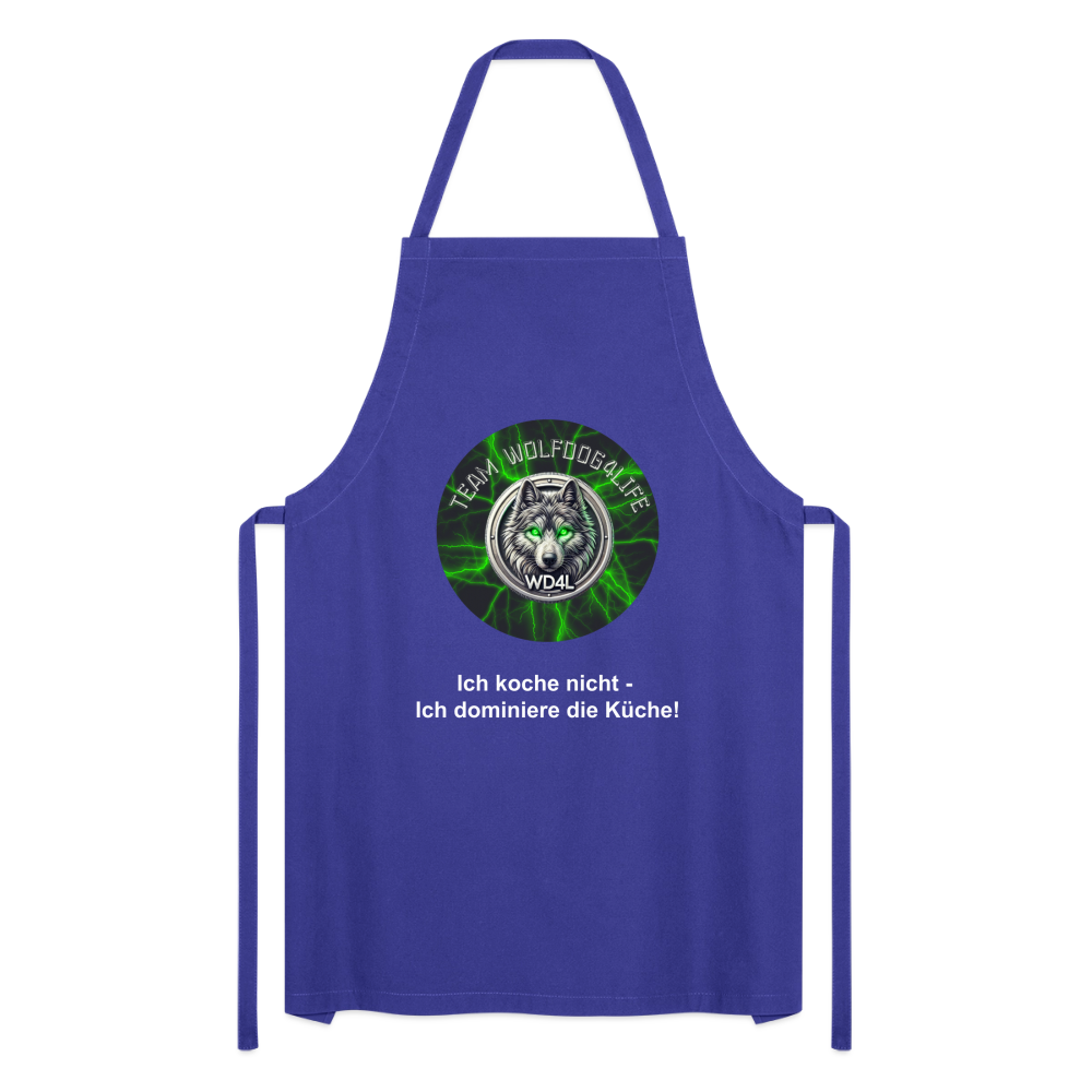 Fartuch kuchenny Wolfdog4life – Nie gotuję – dominuję w kuchni! - błękit królewski