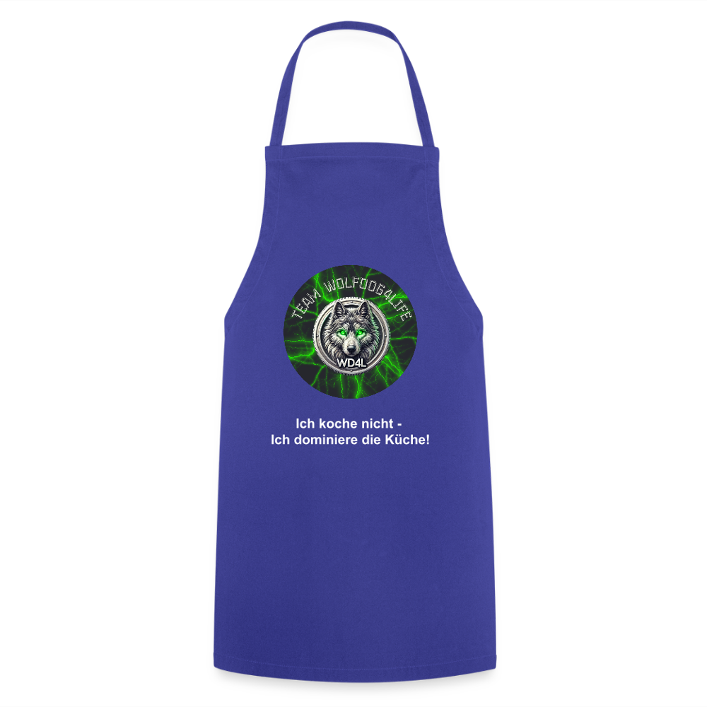 Fartuch kuchenny Wolfdog4life – Nie gotuję – dominuję w kuchni! - błękit królewski