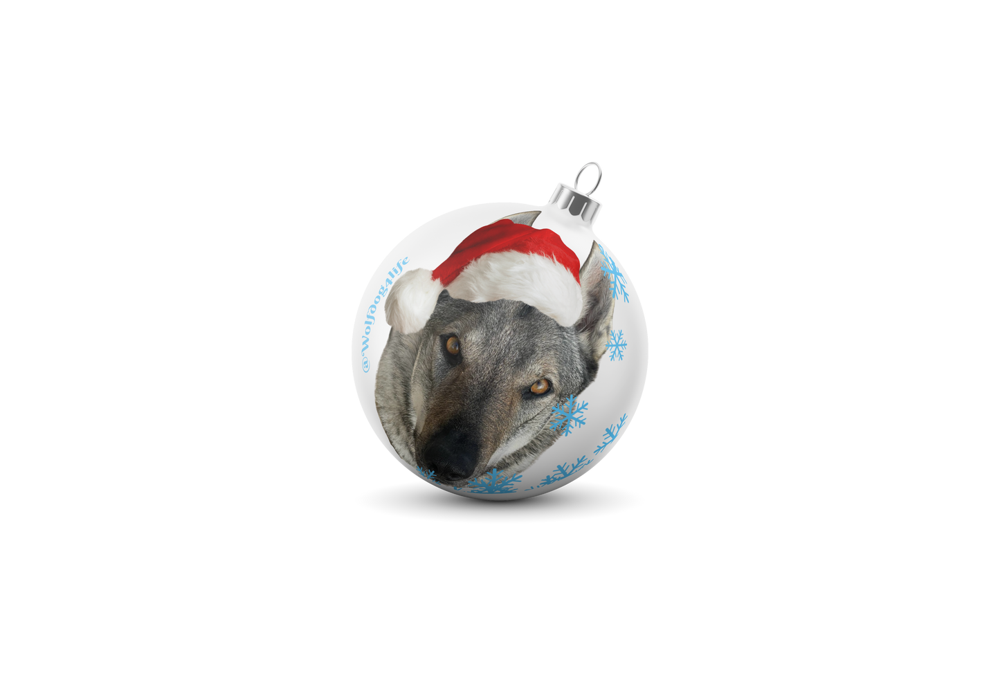 Christmas Bauble with the Image of Askia as Santa Claus – Edition @wolfdog4life 8 cm / 4"