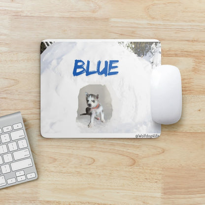 Mousepad with an image of Blue the puppy – Second Hero @wolfdog4life