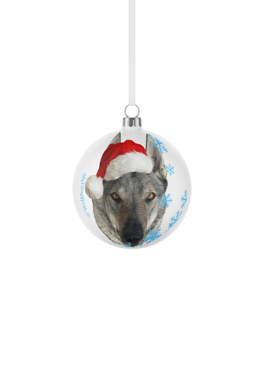 Christmas Bauble with the Image of Askia as Santa Claus – Edition @wolfdog4life 8 cm / 4"